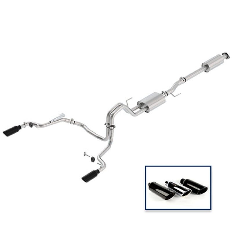 Ford Racing 15-18 F-150 5.0L Cat-Back Sport Exhaust System - Rear Exit Black Chrome Tips - DTX Performance