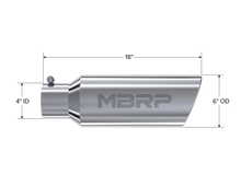 Load image into Gallery viewer, MBRP Universal Tip 6in OD Rolled End 4in Inlet 18in Length T304 - DTX Performance