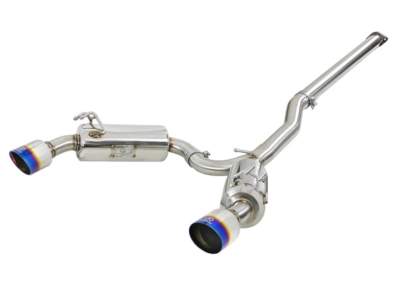 aFe Takeda 3in. to 2.5in. 304 SS C/B Exhaust 08-15 Mitsubishi EVO I4-2.0L (t) - Blue Flamed Tips - DTX Performance