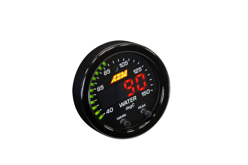 AEM X-Series Temperature 100-300F Gauge Kit (ONLY Black Bezel and Water Temp. Faceplate) - DTX Performance