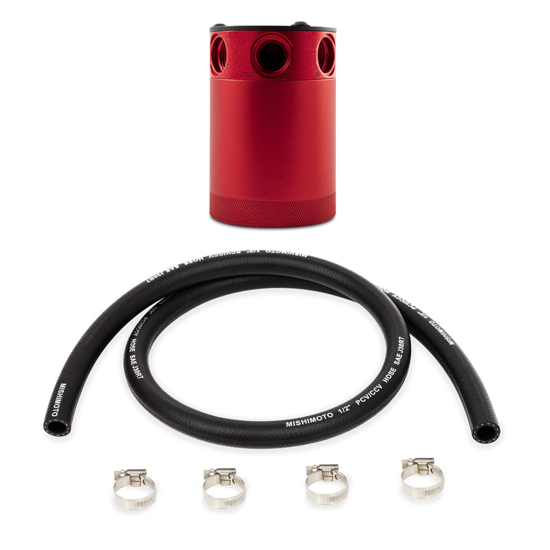 Mishimoto Compact Baffled Oil Catch Can 3-Port - Red - DTX Performance