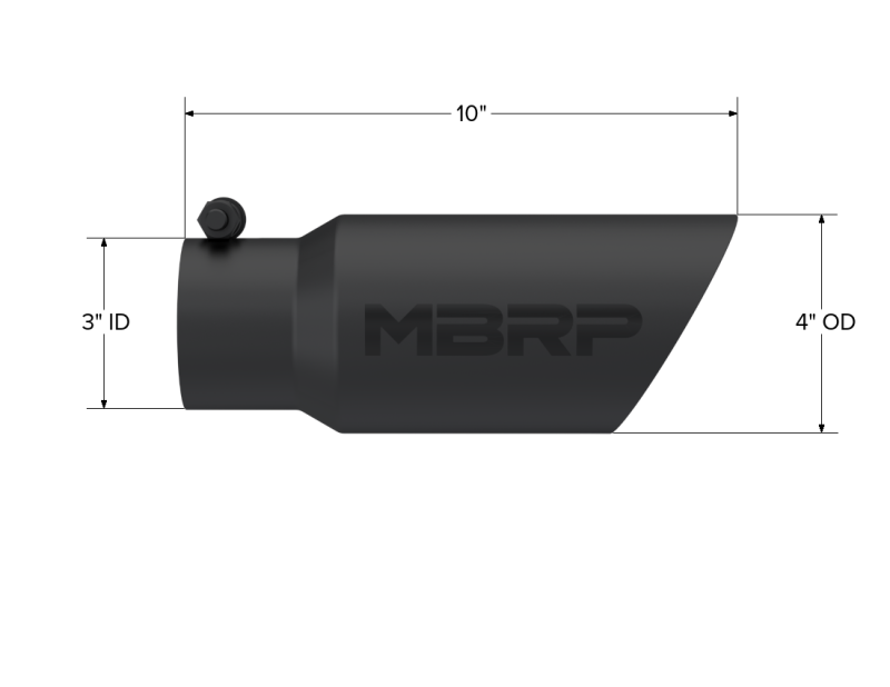 MBRP Universal Tip 4in OD 3in Inlet 10in Length Dual Wall Angled End Black - DTX Performance