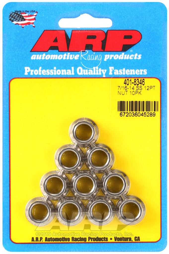 ARP 7/16-14 12PT Nut Kit SS - 10 PK - DTX Performance