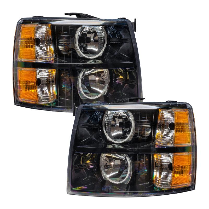 Oracle Lighting 07-13 Chevrolet Silverado Assembled Halo Headlights Round Style - Blk Housing -Red - DTX Performance