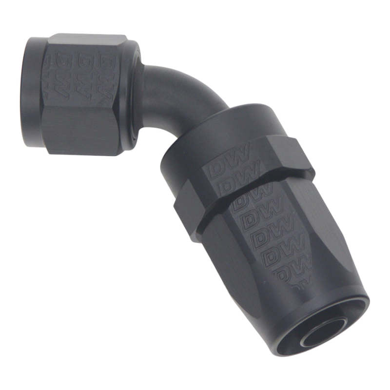 DeatschWerks 8 AN Female Flare Swivel 60-Degree Hose End CPE - Anodized Matte Black - DTX Performance