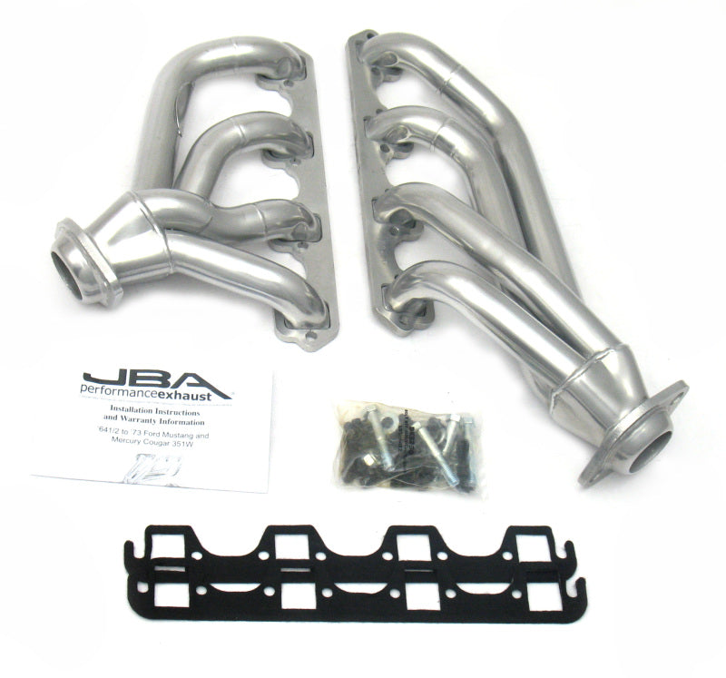 JBA 65-73 Ford Mustang 351W SBF 1-5/8in Primary Silver Ctd Mid Length Header - DTX Performance