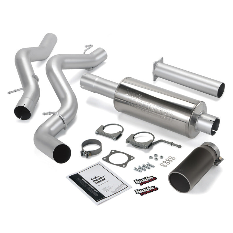 Banks Power 02-05 Chev 6.6L EC/CCSB Monster Exhaust System - SS Single Exhaust w/ Black Tip - DTX Performance