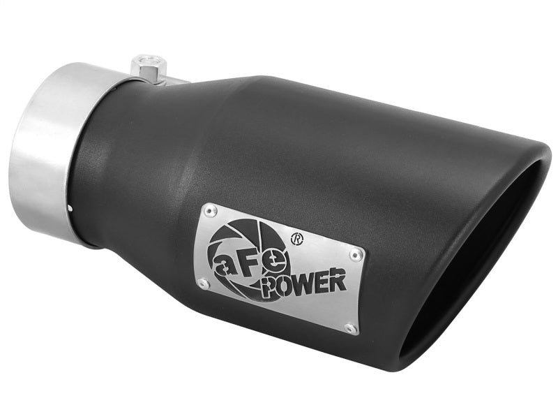 aFe Power Gas Exhaust Tip Black- 3 in In x 4.5 out X 9 in Long Bolt On (Black) - DTX Performance