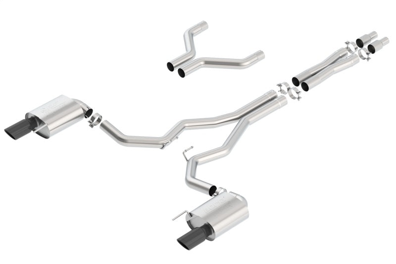 Borla Atak Cat-Back 15-17 Ford Mustang GT 5.0L V8 MT/AT 3in pipe 4in Black Chrome Tips - DTX Performance