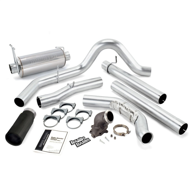 Banks Power 99 Ford 7.3L w/Cat Conv Monster Exhaust w/ Power Elbow - SS Single Exhaust w/ Black Tip - DTX Performance