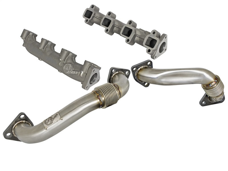 aFe 01-04 GM V8-6.6L LB7 Twisted Steel Manifold w/ Up Pipe - DTX Performance