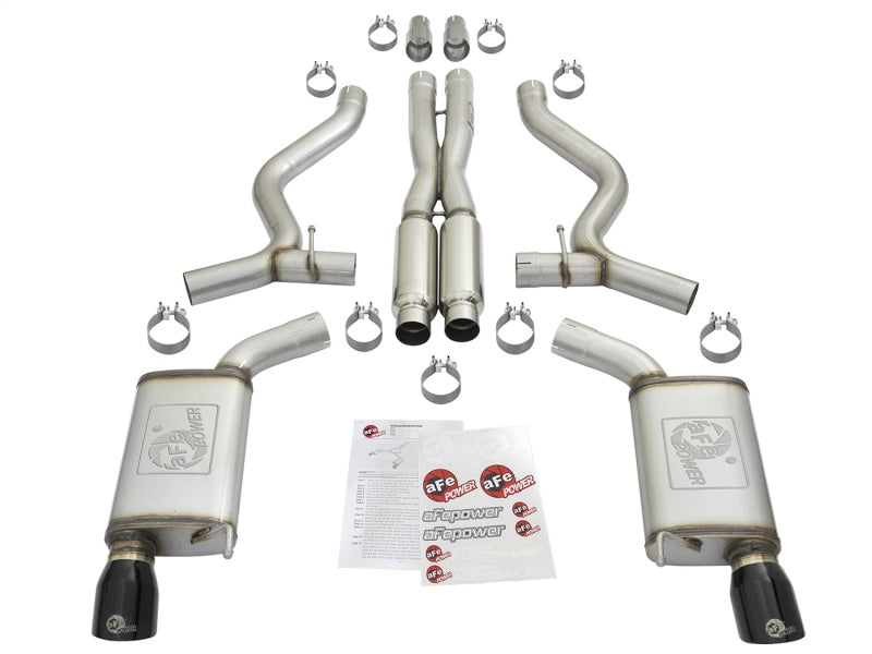 aFe MACHForce XP 3in 304 SS Loud Tone Cat-Back w/ Black Tips 15-17 Ford Mustang V6-3.7L/V8-5.0L - DTX Performance