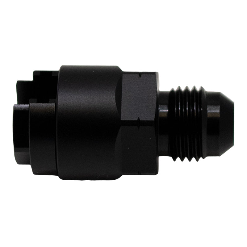 DeatschWerks 6AN Male Flare to 1/4in Female EFI Quick Connect Adapter - Anodized Matte Black - DTX Performance