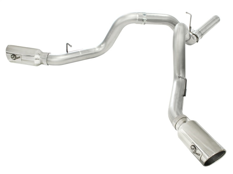 aFe MACHForce XP Exhaust Aluminized Dual Split DPF Back 11-15 GM Diesel Truck V8-6.6L (td) (pol tip) - DTX Performance