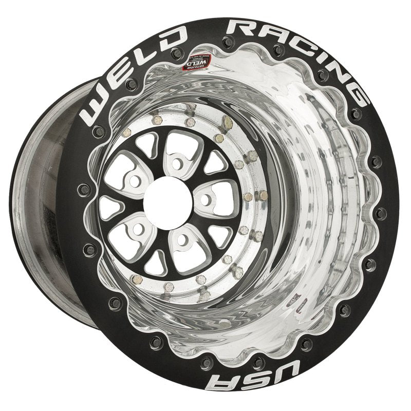 Weld V-Series 16x16 / 5x4.75 BP / 4in. BS Black Wheel - Black Double Beadlock - DTX Performance