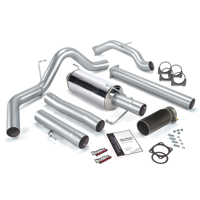 Banks Power 03-04 Dodge 5.9L CCLB(Catted) Monster Exhaust System - SS Single Exhaust w/ Black Tip - DTX Performance