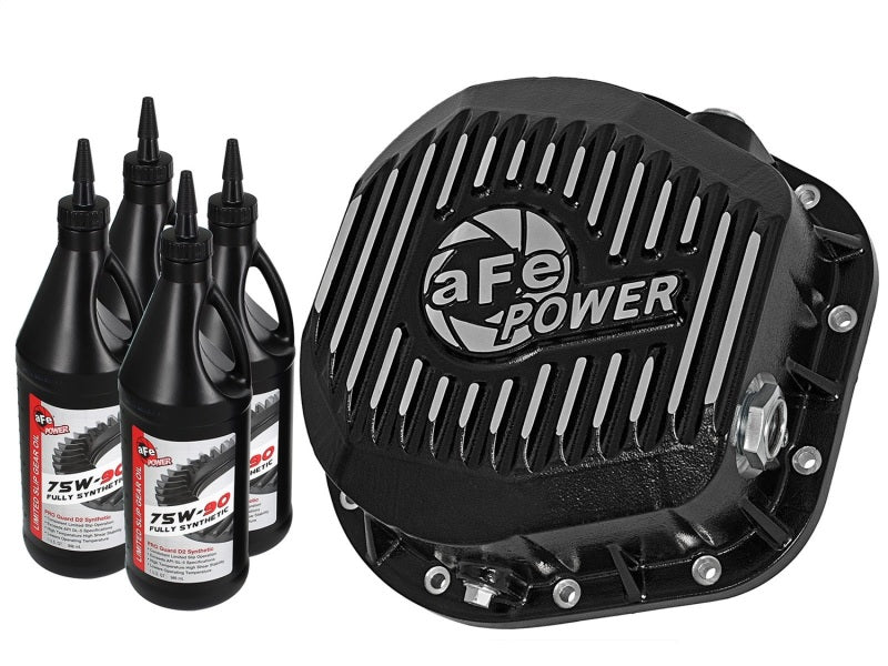 aFe Pro Series Rear Diff Cover Kit Black w/ Gear Oil 86-16 Ford F-250/F-350 V8 7.3L/6.0L/6.4L/6.7L - DTX Performance