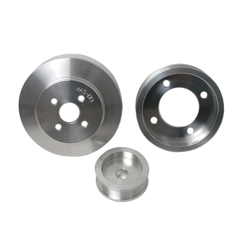 BBK 94-95 Mustang 5.0 Underdrive Pulley Kit - Lightweight CNC Billet Aluminum (3pc) - DTX Performance