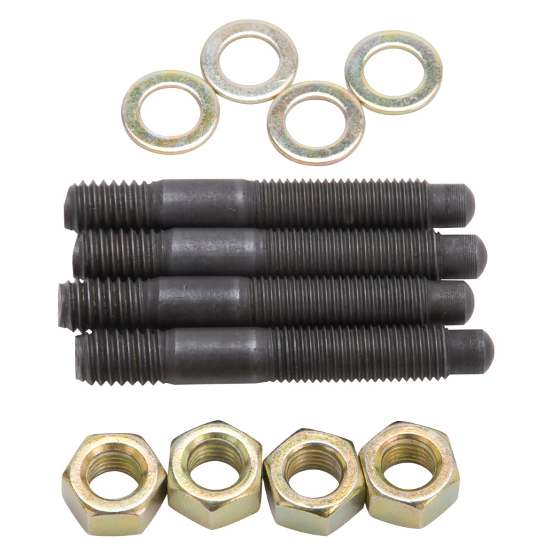 Edelbrock Carburetor Mounting Studs Bullet Nosed Black Oxide Gold Iridite Washers/Nuts Set of 4 - DTX Performance