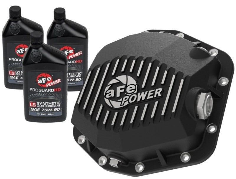 aFe POWER 2021 Ford Bronco w/ Dana M220 Diff Cover w/ Gear Oil Black Street Series w/ Machined Fins - DTX Performance