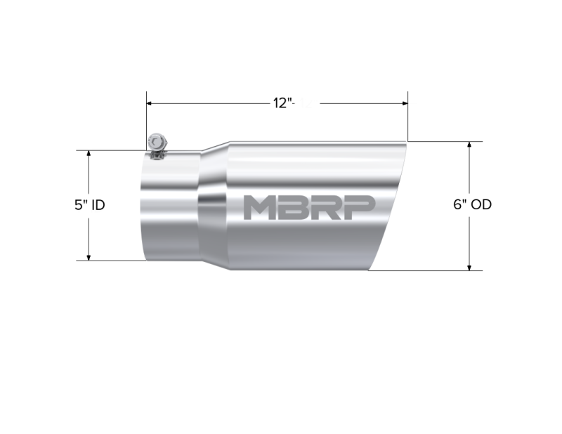 MBRP Universal Tip 6 O.D. Dual Wall Angled 5 inlet 12 length - DTX Performance