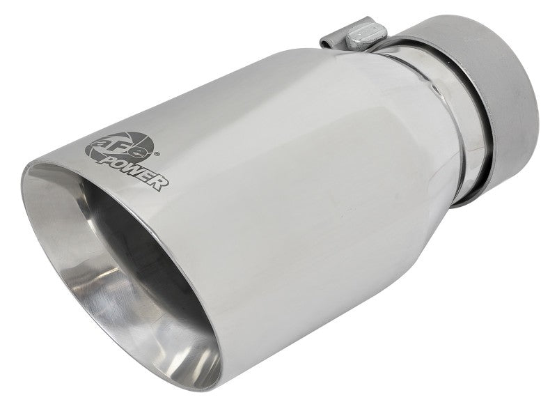 aFe MACH Force-Xp Univ 304 SS Double-Wall Clamp-On Exhaust Tip - Polished - 3in Inlet - 4.5in Outlet - DTX Performance