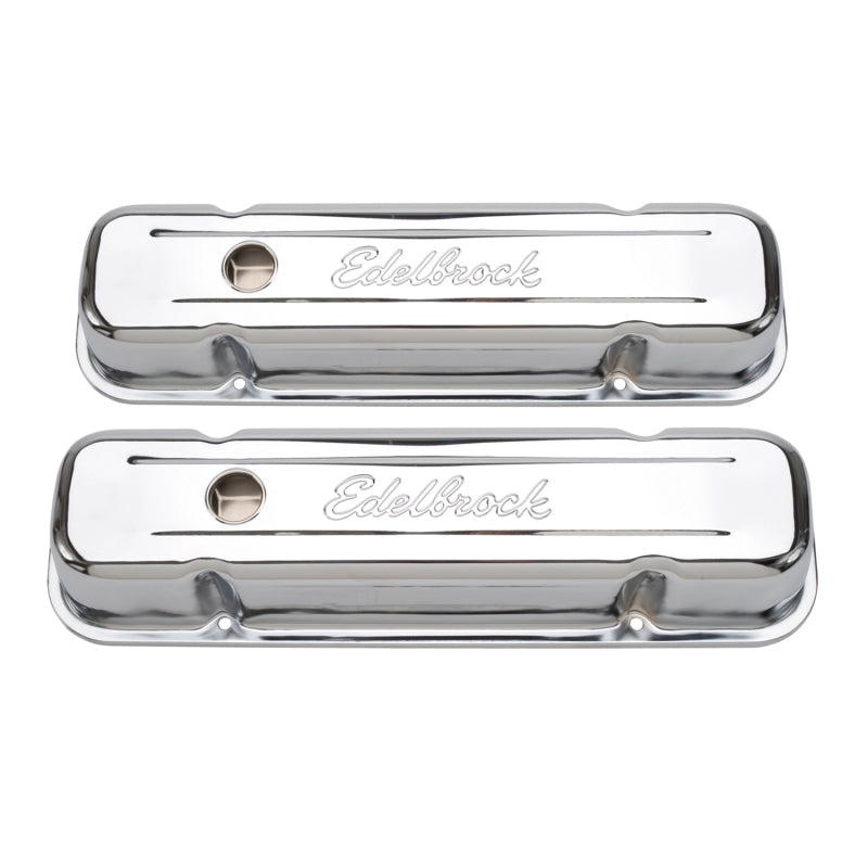 Edelbrock Valve Cover Signature Series Pontiac 1962-1979 301-455 CI V8 Tall Chrome - DTX Performance