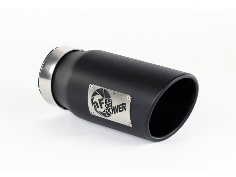 aFe Power Diesel Exhaust Tip Black- 4 in In x 5 out X 12 in Long Bolt On (Right) - DTX Performance