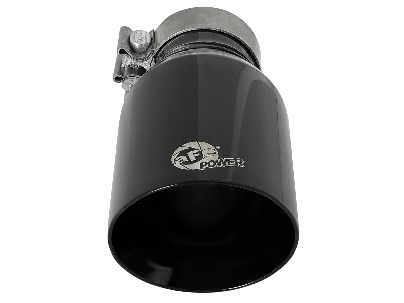 aFe MACH Force-Xp Univ 304 SS Double-Wall Clamp-On Exhaust Tip - Black - 3in Inlet - 4.5in Outlet - DTX Performance