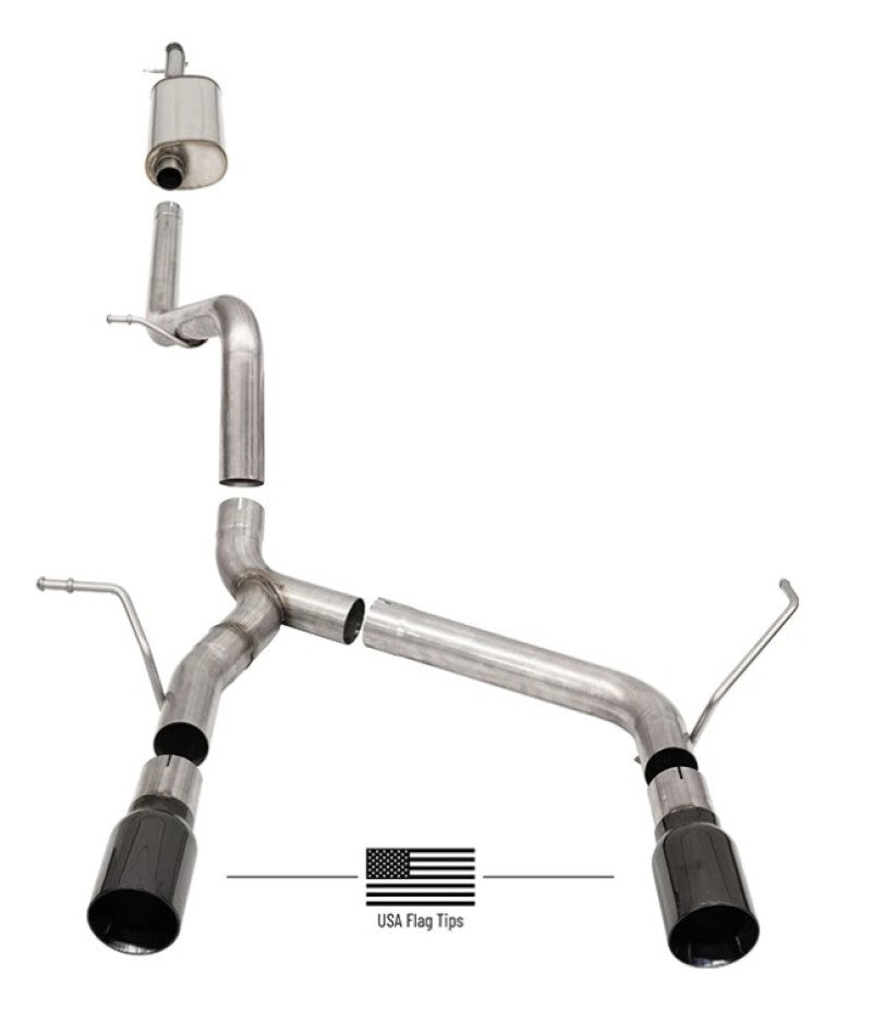 Corsa 07-18 Jeep Wrangler JKU 3.6L/3.8L 2.75in Sport Cat-Back Exhaust w/ 4in American Flag  BlacTips - DTX Performance