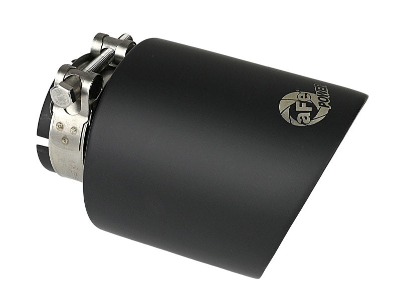 aFe Takeda 304 SS Clamp-On Exhaust Tip 2.5in. Inlet / 4.5in. Outlet / 7in. L - Black - DTX Performance