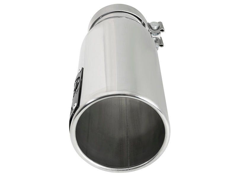 aFe SATURN 4S 4in SS Intercooled Exhaust Tip - Polished 4in In x 5in Out x 12in L Bolt-On - DTX Performance