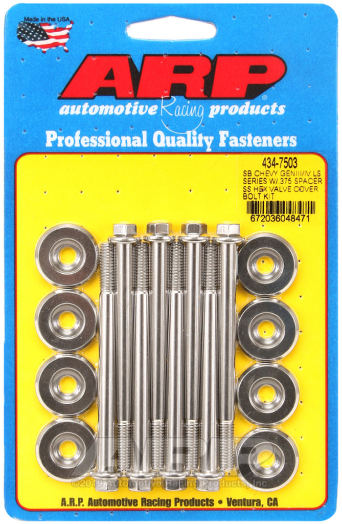 ARP SB Chevrolet Gen III/IV LS Series w/ 0.375 Spacer SS Hex Valve Cover Bolt Kit - DTX Performance