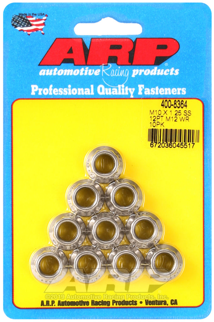 ARP M10 x 1.25 SS 12pt Nut Kit (10/pkg) - DTX Performance