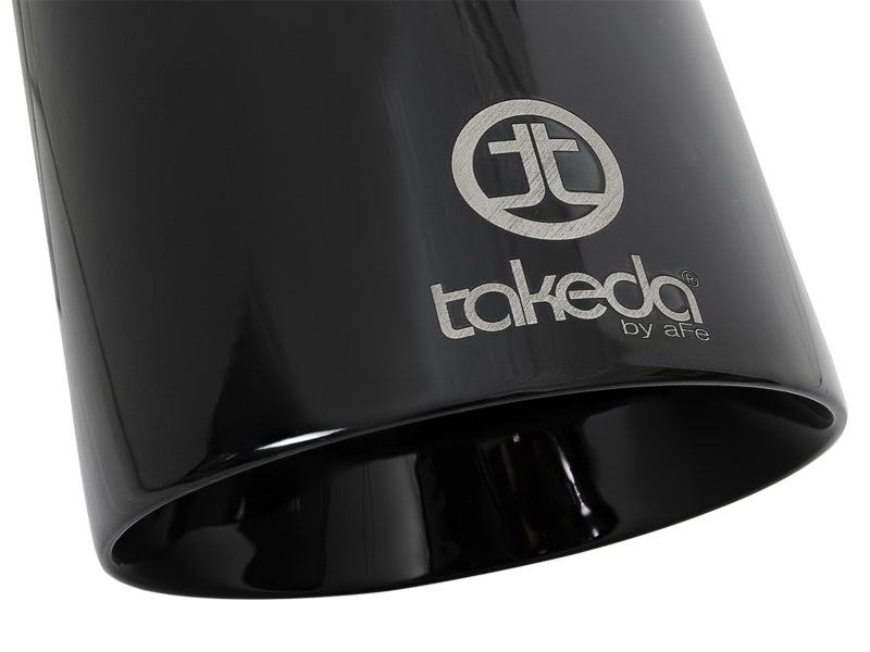 aFe Takeda 409 SS Clamp-On Exhaust Tip 2.5in. Inlet / 4.5in. Outlet / 9in. L - Black - DTX Performance