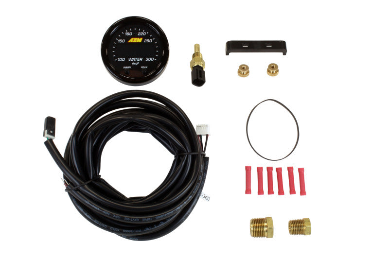 AEM X-Series Temperature 100-300F Gauge Kit (ONLY Black Bezel and Water Temp. Faceplate) - DTX Performance