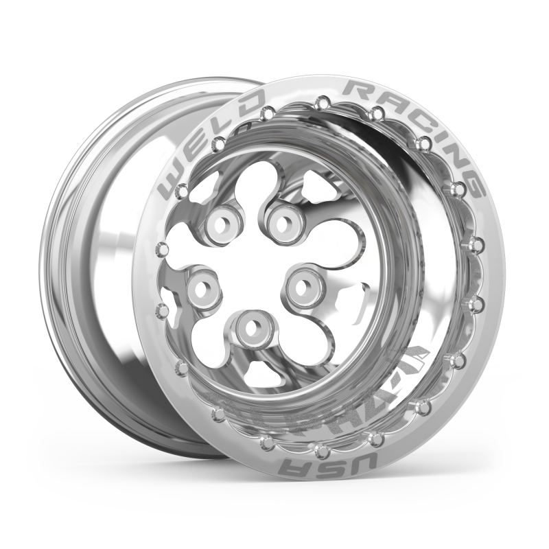 Weld Alpha-1 15x13 / 5x4.5 BP / 3in. BS Polished Wheel - Polished Double Beadlock MT - DTX Performance