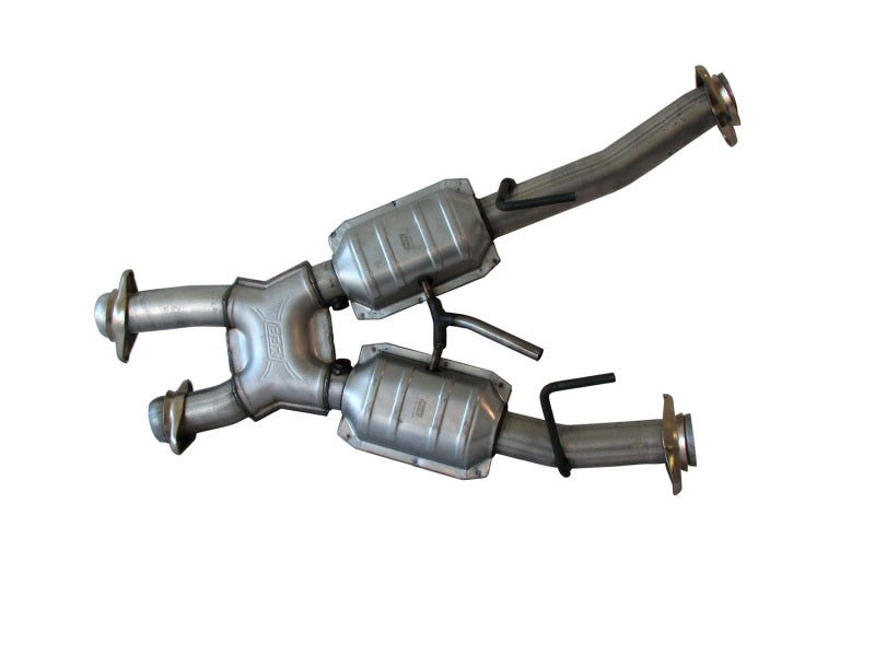 BBK 79-93 Mustang 5.0 Short Mid X Pipe w Catalytic Converters 2-1/2 For Automatic Long Tube Headers - DTX Performance