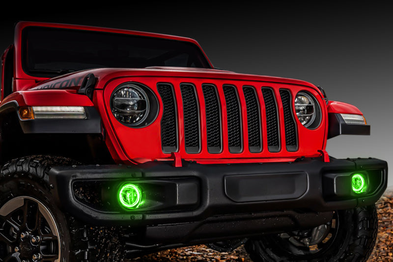 Oracle Jeep Wrangler JL/Gladiator JT LED Surface Mount Fog Light Halo Kit - Green - DTX Performance