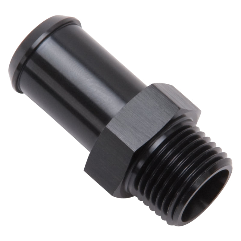 Edelbrock Hose End Straight 3/8In NPT to 5/8In Barb Black Anodize - DTX Performance