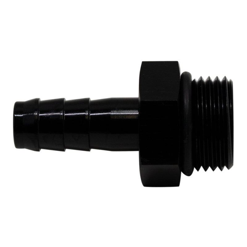 DeatschWerks 8AN ORB Male to 3/8in Male Triple Barb Fitting (Incl O-Ring) - Anodized Matte Black - DTX Performance