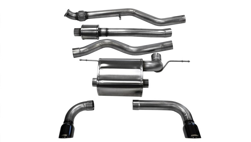 Corsa 12-14 BMW 335i Sedan RWD F30 3in Black Touring Dual Rear Single 3.5in Tip Cat-Back Exhaust - DTX Performance