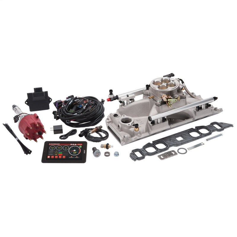 Edelbrock Pro Flo 4 Fuel Injection Kit Sequential Port BBC Oval 625 Max HP 35 LbHr Injectors Satin - DTX Performance