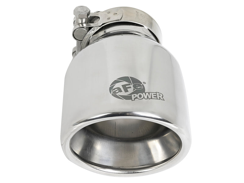 aFe MACH Force-Xp 304 SS Clamp-On Exhaust Tip 2.5in. Inlet / 4in. Outlet / 6in. L - Polished - DTX Performance