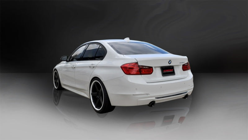 Corsa 12-14 BMW 335i Sedan RWD F30 3in Black Touring Dual Rear Single 3.5in Tip Cat-Back Exhaust - DTX Performance