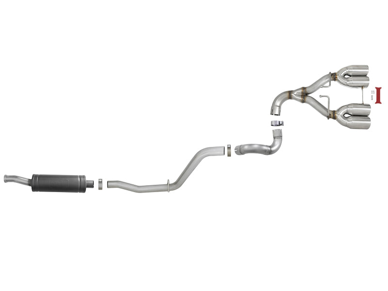 aFe Rebel Series 2.5in. 304 SS C/B Exhaust System 2018 Jeep Wrangler (JL) V6-3.6L - Polished Tip - DTX Performance