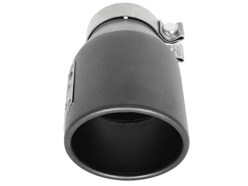 aFe MACH Force-Xp 3in 304 SS Metallic Black Exhaust Tip 3in In x 4-1/2in Out x 9in L Clamp-On Right - DTX Performance