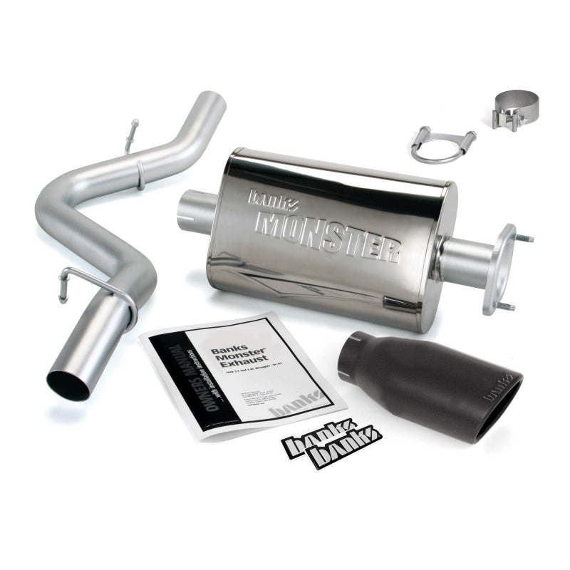 Banks Power 04-06 Jeep 4.0L Wrangler Monster Exhaust System - SS Single Exhaust w/ Black Tip - DTX Performance