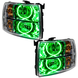 Oracle Lighting 07-13 Chevrolet Silverado Pre-Assembled LED Halo Headlights (Round Style) - Green