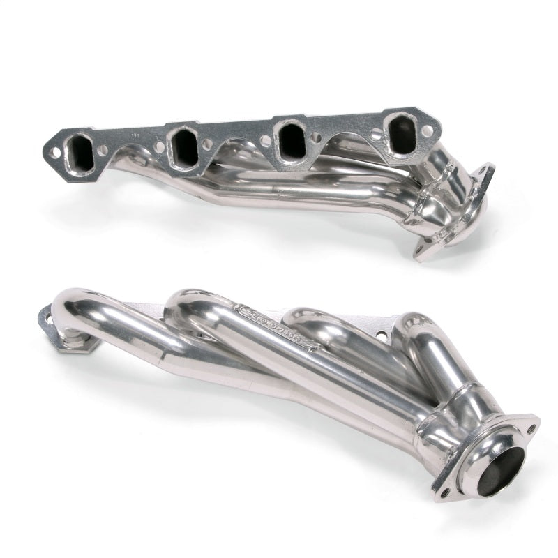 BBK 79-93 Mustang 351 Swap Shorty Unequal Length Exhaust Headers - 1-5/8 Silver Ceramic - DTX Performance